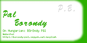 pal borondy business card